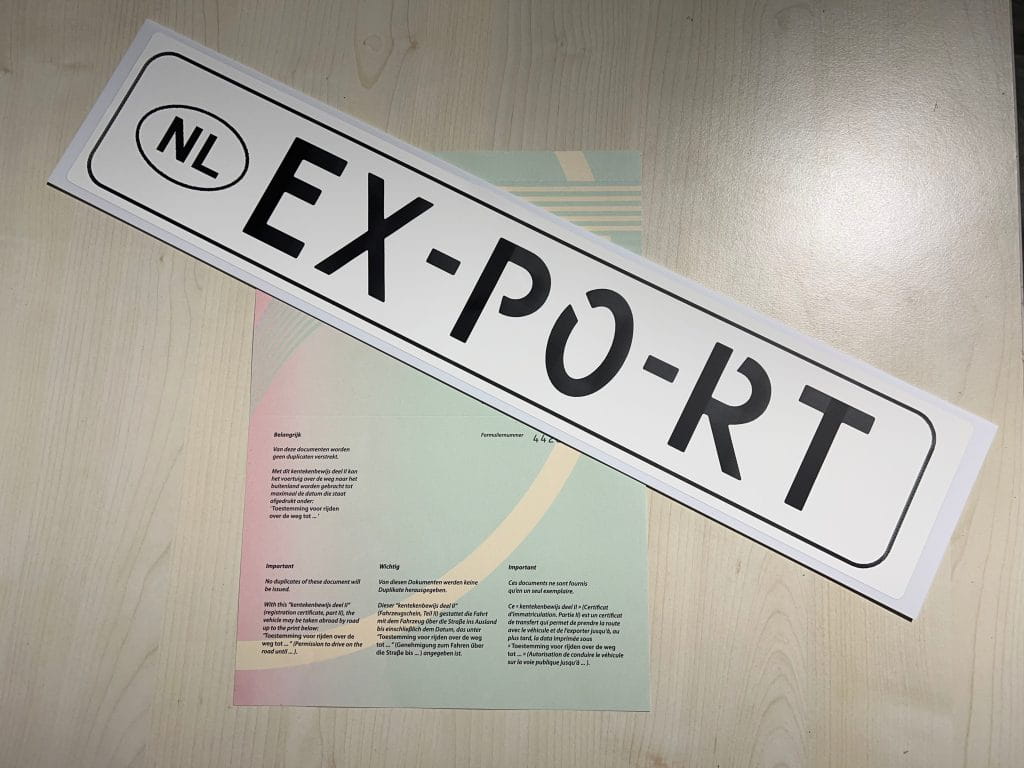 Voorbeeld van Exportpapieren